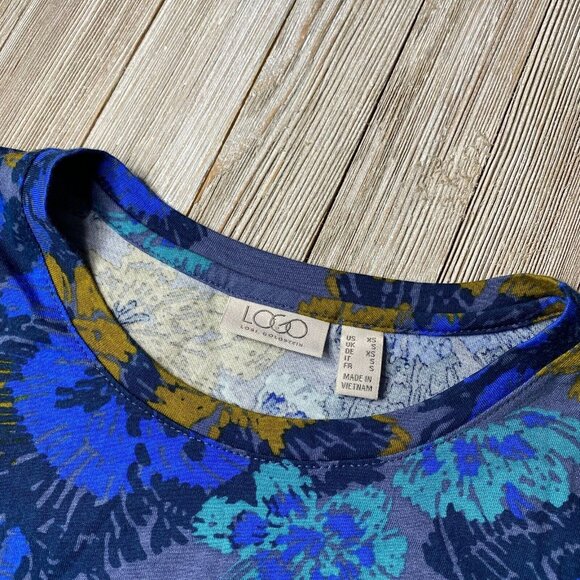 LOGO By Lori Goldstein Womens US XS Floral Cotton Modal Woven Chiffon Tunic Top - Picture 16 of 16